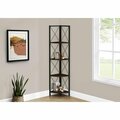 Daphnes Dinnette 60 in. Bookcase with Metal Corner Etagere, Espresso & Black DA2450137